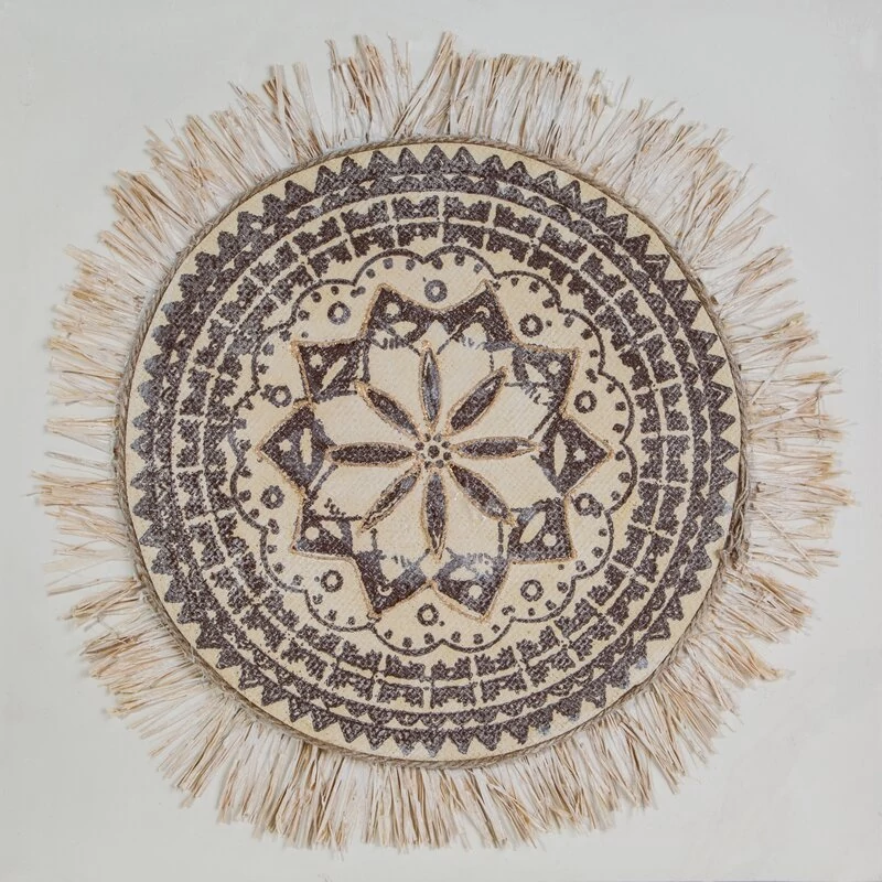 Mandala kézzel festett kollázs falikép 501a Bézs 60x60 cm