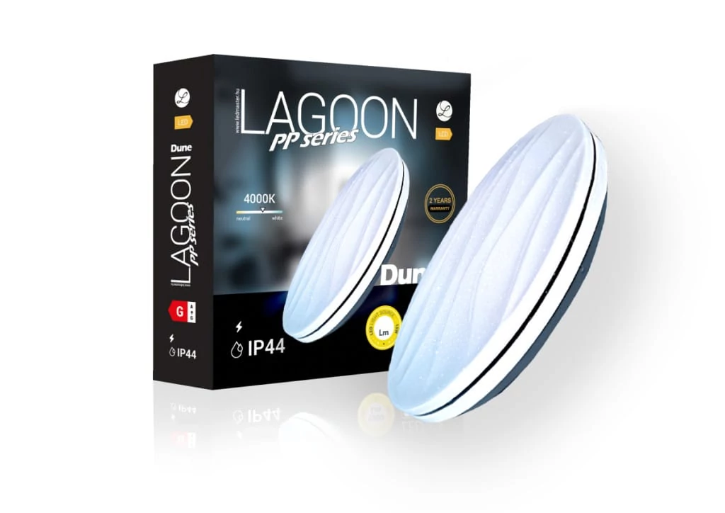 Lagoon PP series Dune 18 W-os ø330 mm kerek natúr fehér mennyezeti lámpa IP44-es védettségű