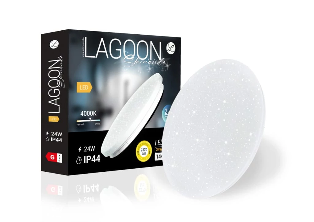 Lagoon Skinande 24 W-os ø320 mm kerek natúr fehér mennyezeti lámpa IP44-es védettségű