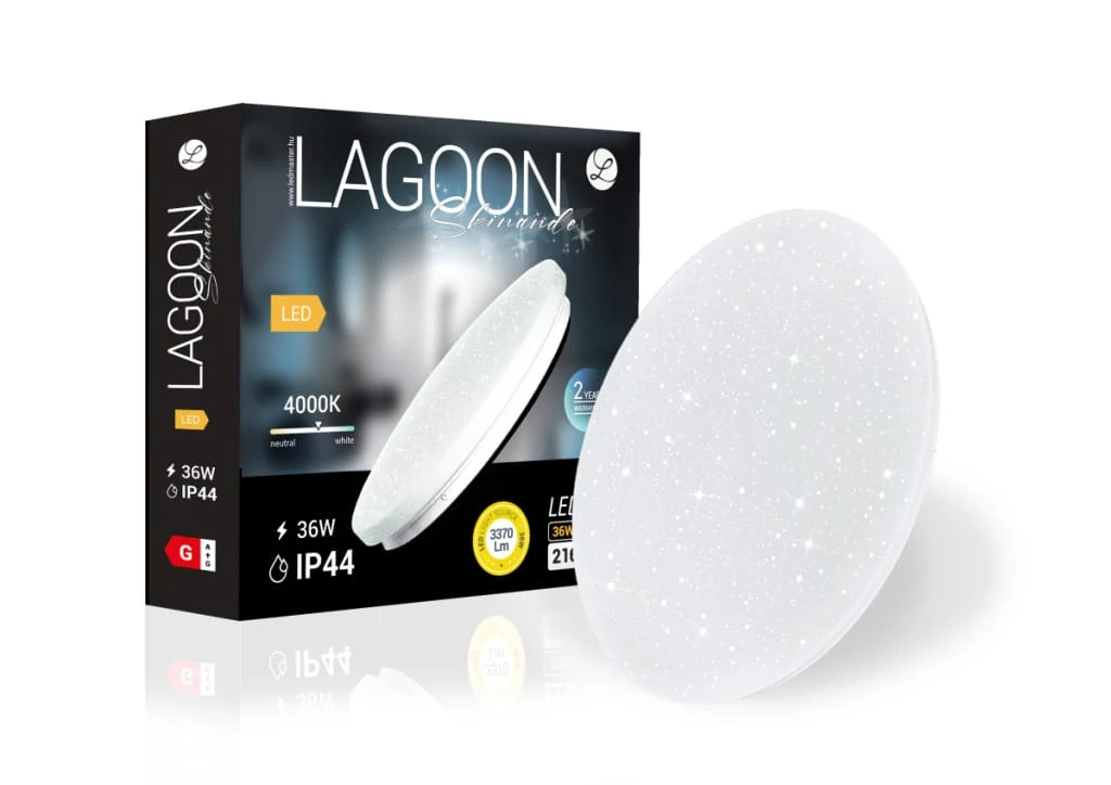 Lagoon Skinande 36 W-os ø350 mm kerek natúr fehér mennyezeti lámpa IP44-es védettségű