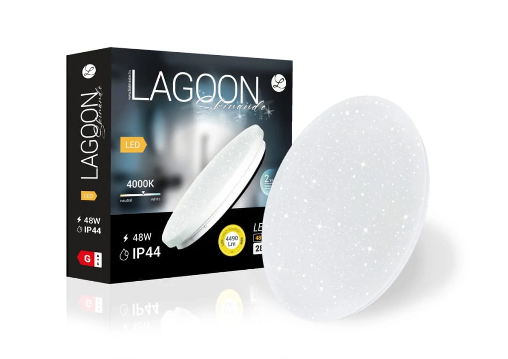 Lagoon Skinande 48 W-os ø450 mm kerek natúr fehér mennyezeti lámpa IP44-es védettségű