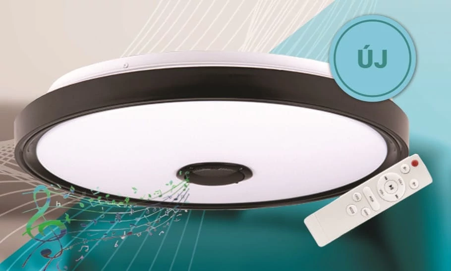 MasterLED Cosmo 48 W-os 400 mm fekete RGBW LED távirányítós mennyezeti lámpa