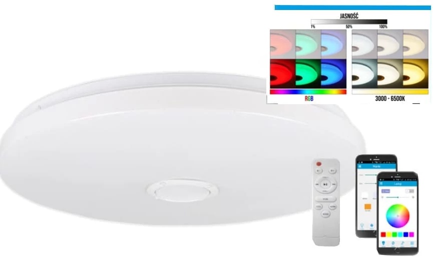 MasterLED Erik 72 W-os 490 mm fehér RGBW LED távirányítós mennyezeti lámpa