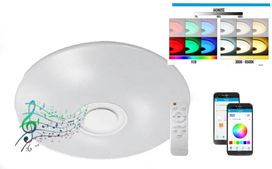 MasterLED Porto 48 W-os 40 cm fehér LED távirányítós mennyezeti lámpa
